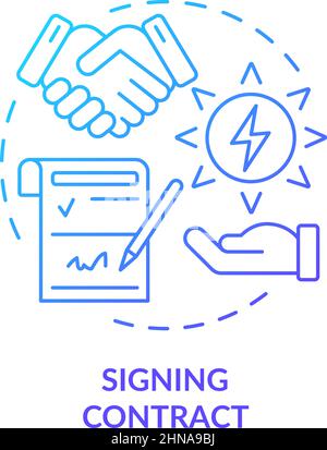 Signing contract blue gradient concept icon Stock Vector