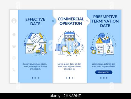 Contract timeline of PPA blue and white onboarding template Stock Vector