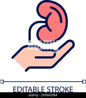 Organ donation pixel perfect RGB color icon Stock Vector