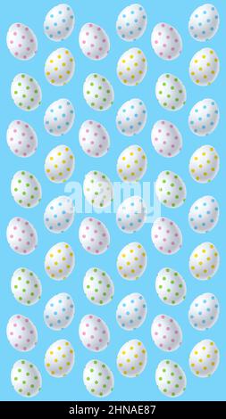 Easter eggs pattern on blue Story wallpaper Easter Stock Vector