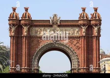 The top of triumphal arch on the sky background Stock Photo