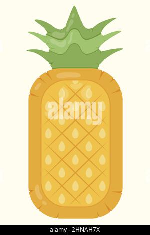 Pineapple Inflatable Mattress Icon for pool party, beach holiday and hotel vacation Stock Vector