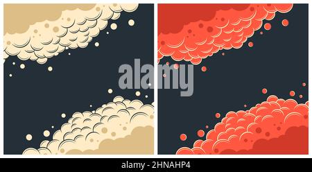 Smoke cloud frame in comic book cartoon style Stock Vector
