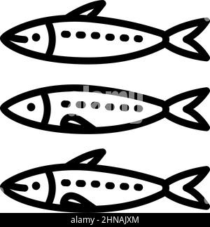 Sardines outline icon. Vector illustration line sign, web design, simple concept symbol isolated on white background. Stock Vector