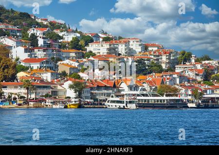 PRINCES ISLANDS, TURKEY - October 10th, 2019: View to beautiful island of Heibeliada on warm and sunny autumn day Stock Photo