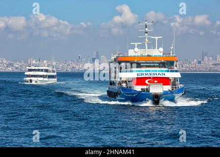 ISTANBUL, TURKEY - October 10th, 2019: Cruise ship in Bosphorus waters, travel background Stock Photo