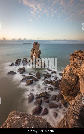 Nau dos Corvos (Crows) with view to Berlengas and Carvoeiro Cape Stock Photo
