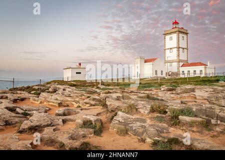 Carvoeiro Lighthouse at sunset, Portugal Stock Photo