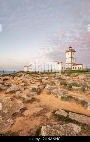 Carvoeiro Lighthouse at sunset, Portugal Stock Photo
