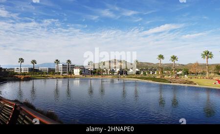 Scenic view of Dos Lagos in Corona California Stock Photo