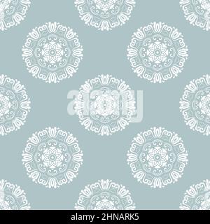 Floral ornament. Seamless abstract classic background with flowers. Pattern with repeating white round elements. Ornament for fabric, wallpaper and packaging Stock Photo