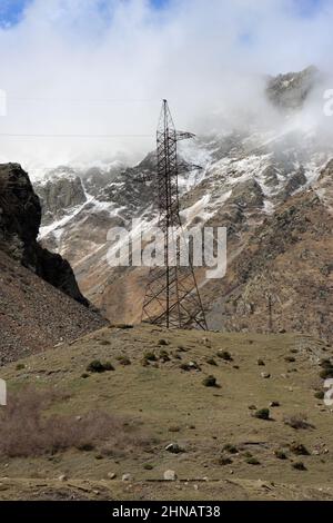 Transmission equipment on Georgian Military Road. It is historic name for a major route through the Caucasus from Georgia to Russia Stock Photo