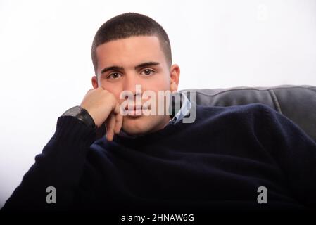 young men posing studio photoshoot Stock Photo - Alamy