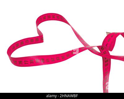 Pink tape measure isolated on the white background Stock Photo