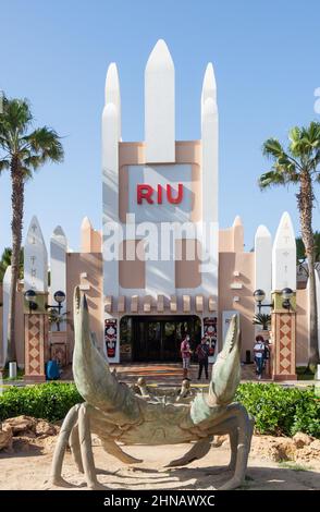 Entrance to Rui Funana Hotel, Santa Maria, Sal, República de Cabo (Cape Verde) Stock Photo