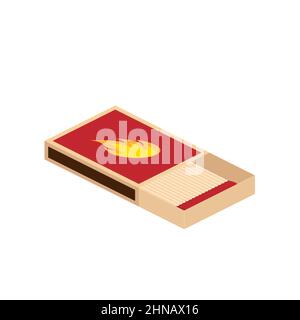 box of matches isolated on white background. Vector illustration in a flat style. eps 10 Stock Vector