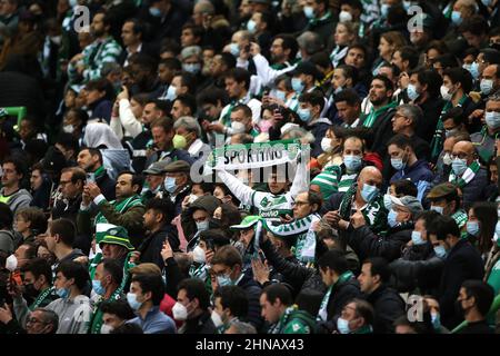 Sporting Lisbon fans during the UEFA Champions League Round of 16 1st Leg match at the Jose Alvalade Stadium, Lisbon. Picture date: Tuesday February 15, 2022.