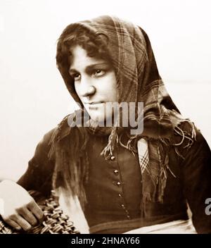 Portrait of a Scottish fisher girl, Victorian period Stock Photo