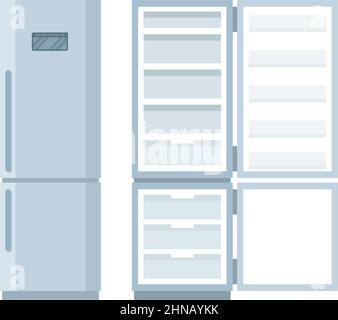 Closed and open empty refrigerator, vector illustration Stock Vector