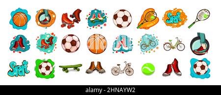 Set of sports elements on a white background. Vector illustration Stock Vector