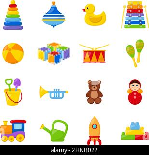 Set of kid toys, vector illustration Stock Vector