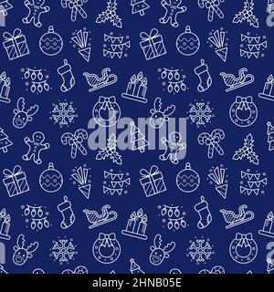 Seamless christmas and new year background, vector illustration Stock Vector