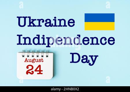 Independence Day of Ukraine with the calendar indicating August 24 and the Ukrainian flag Stock Photo