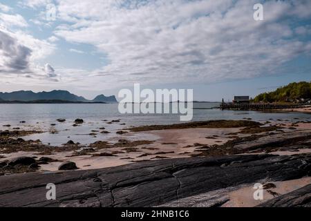 Rough beach in Lofoten islands norway Stock Photo