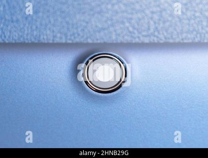 Tablet camera on the back of a mobile digital electronic device. Close-up. Copy space. Macro shot Stock Photo