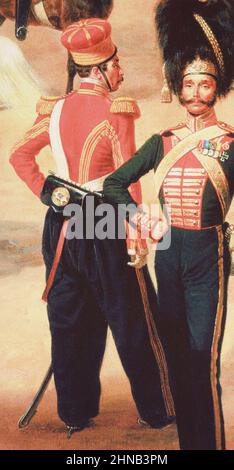 Non-commissioned officer of the Life Guards of the Crimean Tatar squadron in 1832. Fragment of F. Kruger's painting The Russian Guard in Tsarskoye Selo in 1832. Stock Photo