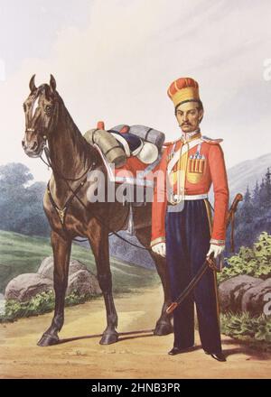 Non-commissioned officer of the Life Guards of the Crimean Tatar squadron in 1838-1845. Lithograph of the 19th centu. Stock Photo