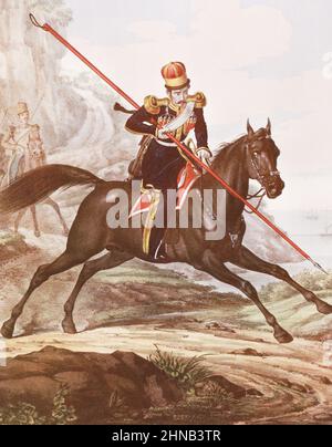 Private of the Life Guards of the Crimean Tatar squadron in 1830-1837. Drawing from the 19th century. Stock Photo