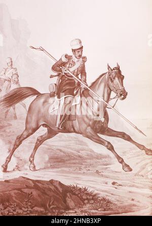 Private of the Life Guards of the Crimean Tatar squadron. Lithograph of the 19th century. Stock Photo