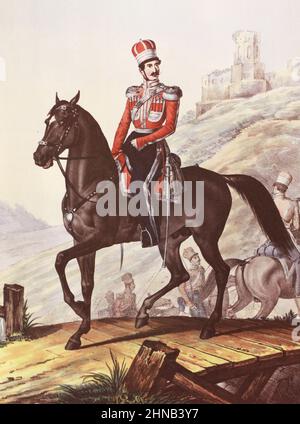 Staff officer of the Life Guards of the Crimean Tatar squadron in 1829-1838. Lithograph of the 19th century. Stock Photo