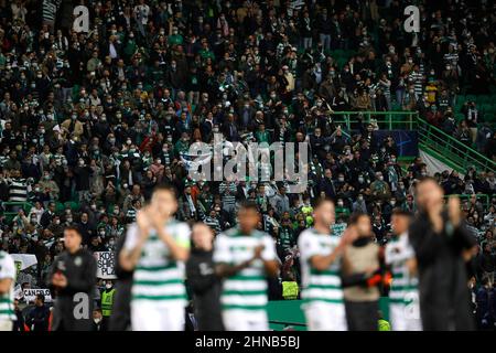 Soccer Football - Champions League - Round of 16 First Leg - Sporting CP v Manchester City - Estadio Jose Alvalade, Lisbon, Portugal - February 15, 2022 Sporting CP fans after the match REUTERS/Pedro Nunes