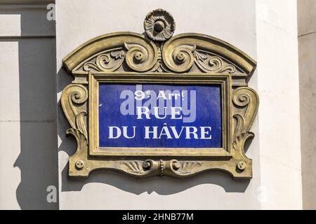 France. Paris (9th district) Havre street Stock Photo