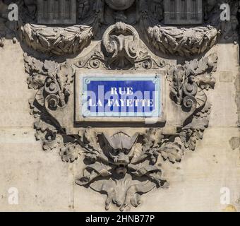 France. Paris (9th district) Street sign Stock Photo