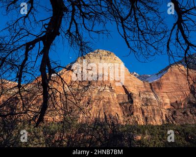 Cliffs on the east wall of  Zion Canyon, Zion National Park, Utah. Stock Photo
