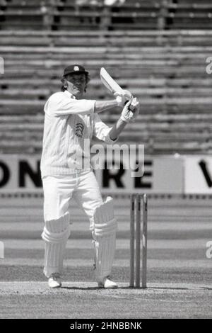 Mike Denness, batting for Essex, Warwickshire vs Essex, County Championship, Edgbaston Cricket Ground, Birmingham, England June 1977. Mike Denness Captained the England/MCC Tour of Australia in in 1974/75, he is wearing his MCC cap in this photo. Stock Photo