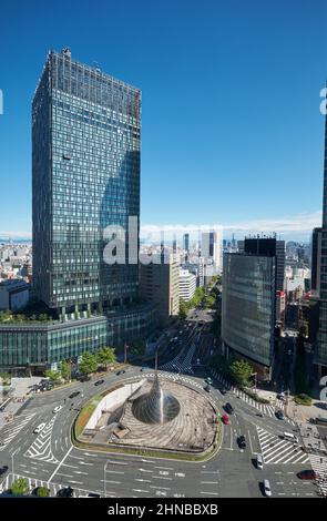 Nagoya, Japan – October 22, 2019: The square in front of Nagoya JR central station with Hisho Monument in the center. Nagoya. Japan Stock Photo