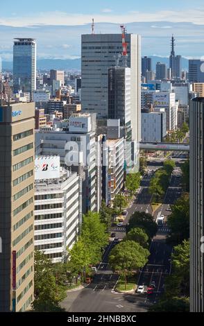 Nagoya, Japan – October 22, 2019: Sakura dori avenue as seen from the JR Nagoya station central tower observation desk. Nagoya. Japan Stock Photo