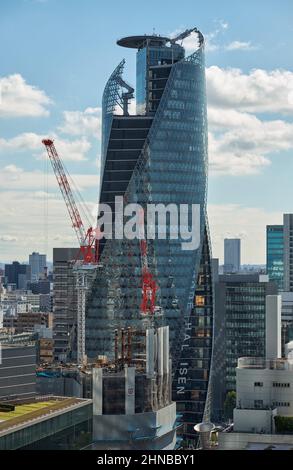 Nagoya, Japan – October 22, 2019: Mode Gakuen Spiral Towers, the famous twisted skyscraper which is housed tree vocational schools (Nagoya Mode Gakuen Stock Photo