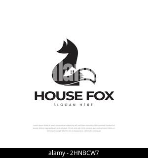 Character fox house logo to build property real estate agency Stock Vector