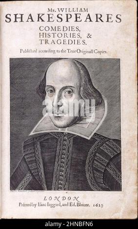 The title page of a 1623 edition of Shakespeare's works Stock Photo