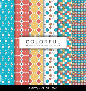 Colorful Seamless Vector Patterns Design Collection Stock Vector
