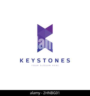 Purple Geometry Letter K Logo Design Template Stock Vector