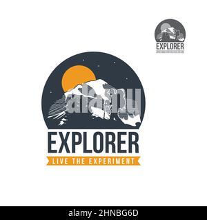Dark Mountain Explorer Logo Design Template Stock Vector