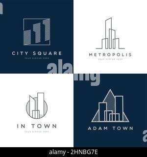 Abstract Simple Property Logo Design Set Stock Vector