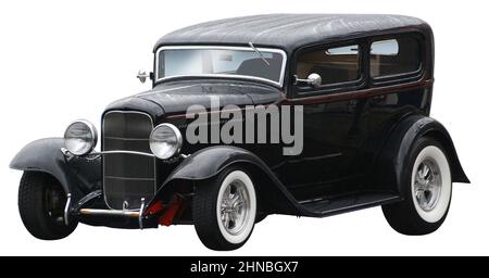 1932 Black Ford Tudor Sedan custom roadster Stock Photo