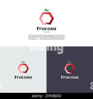 Abstract Geometric Fruit Shape Logo Design Template Stock Vector